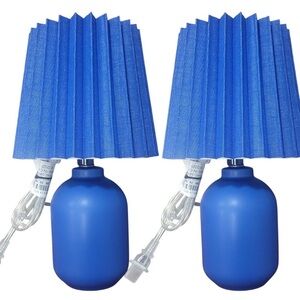 Room Essentials Set of 2 Ceramic Table Lamps Blue - 12" H Inline Switch 25W NEW